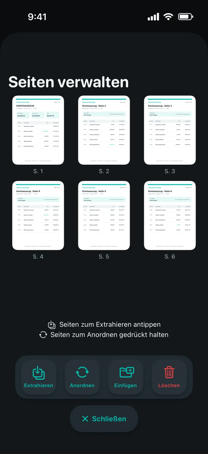 Seitenverwaltung mit Seitenvorschauen