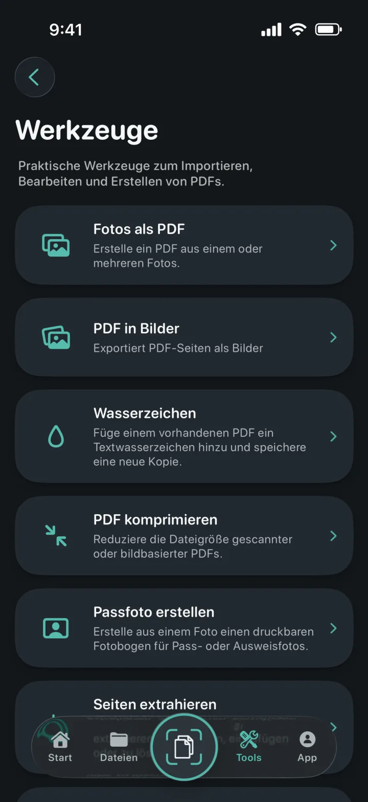 PDF-Werkzeuge in ProScan PDF