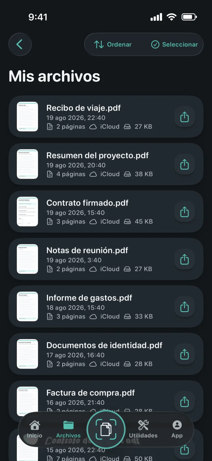 Biblioteca Mis archivos de ProScan PDF