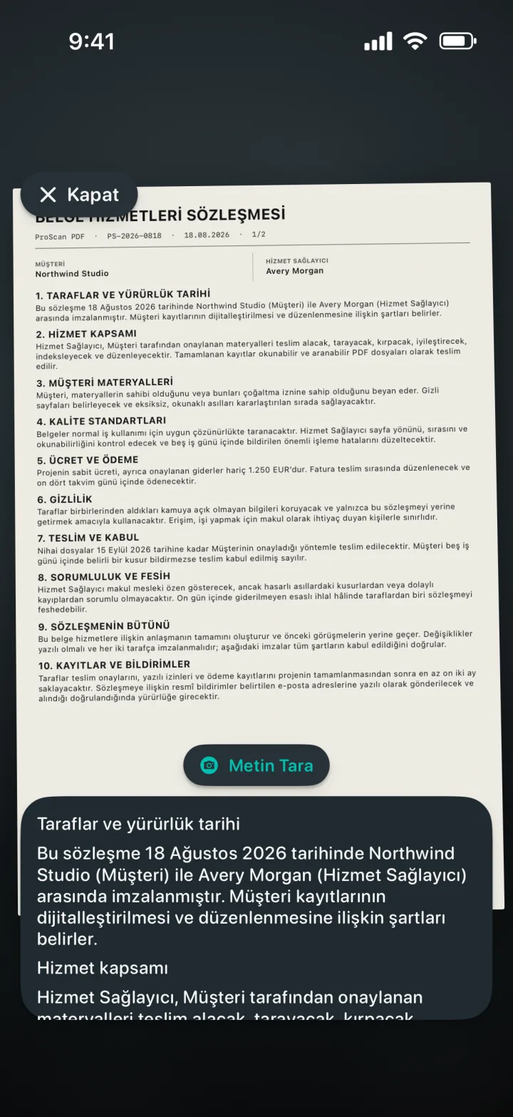 Belgedeki metni tanıyan Canlı OCR
